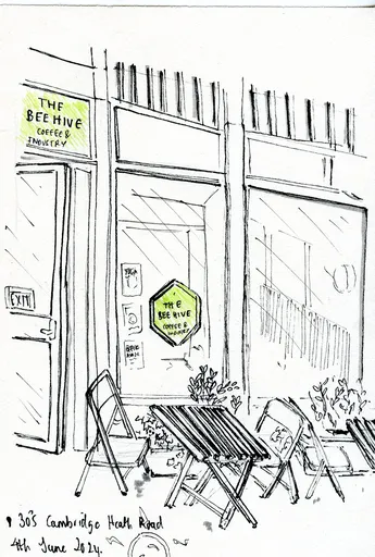 Drawing of The Beehive Cafe.