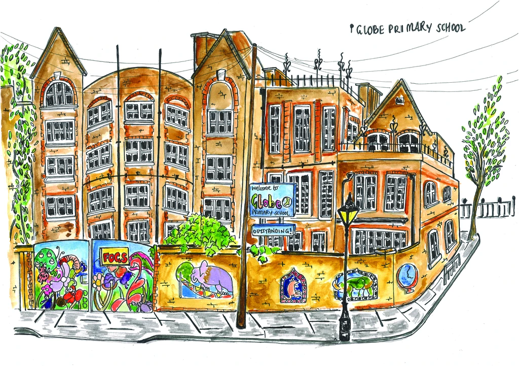 Globe Primary School, 2024. Watercolour, Pen on Paper.