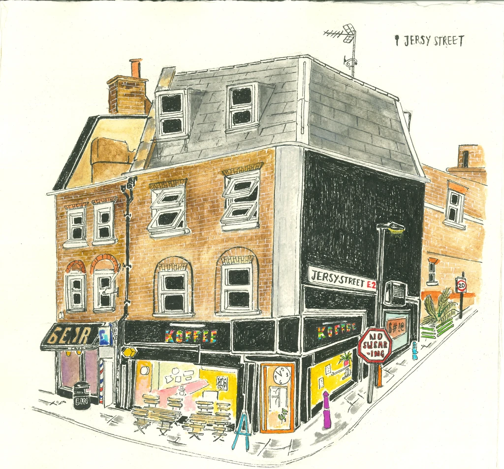 Jersy Street, 2024. Watercolour, Pen on Paper.